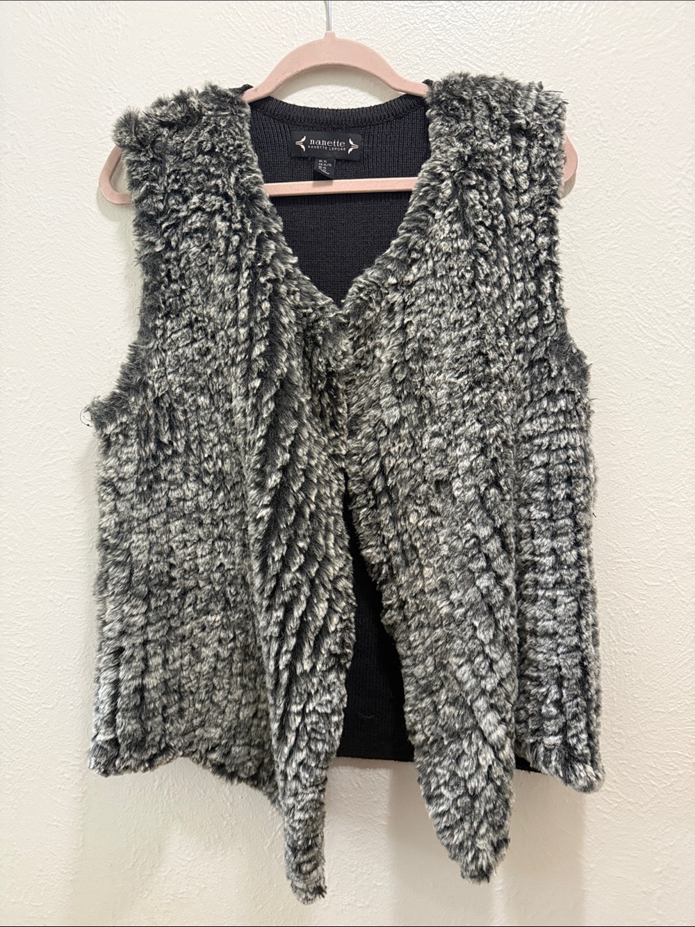 Nanette Lepore Gray Faux Fur Sleeveless Vest